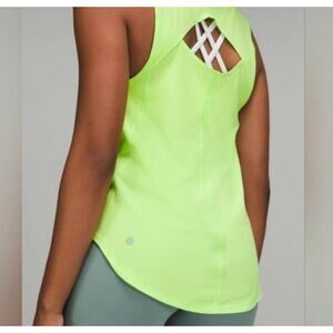 Lululemon Sculpt Tank Small Neon Green Mesh Back Athletic Workout Top